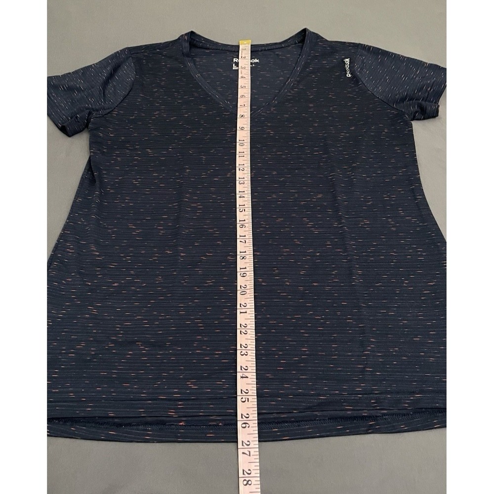 Reebok Athletic Shirt Womens Size Large Blue/ Pink Short Sleeve V-Neck SpeedWick - Picture 11 of 12